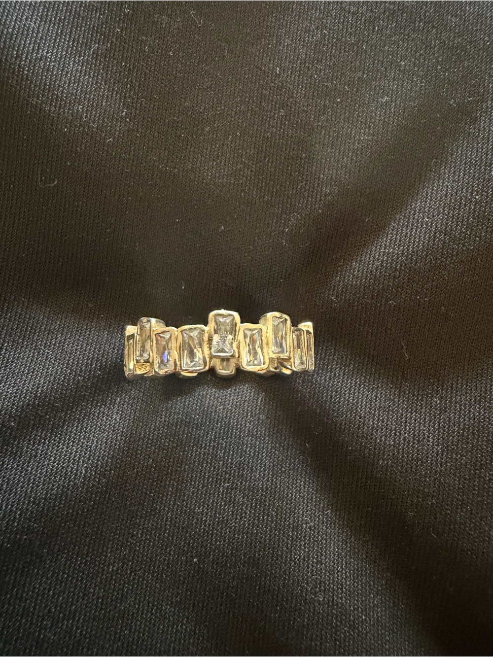 Sterling silver and Baguette Crystal Band Ring - Women Jewelry Size 9
